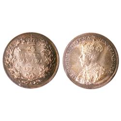 1916 25¢ ICCS MS64.  PQ example and great eye appeal.  Excellent strike with clean fields and nice s