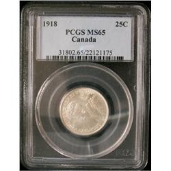 1918 25¢ PCGS MS65. White with full lustre.