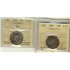 Image 1 : 1927 25¢ F15 and 1936 25¢ Dot VF20.  Lot of 2 key coins both ICCS graded.