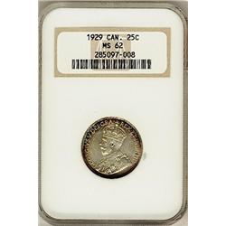 1929 25¢ NGC MS62. Well struck and lustrous with rim tone.
