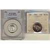 Image 1 : 1941 25¢ PCGS & 1942 ICCS 25¢.  Lot of 2 coins both MS64.  The 1941 is a Pittman example.