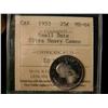 Image 1 : 1953 Small Date  SF ICCS MS64 ULTRA HEAVY CAMEO.  Toned obverse.