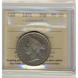 1871 50¢ ICCS VF20.