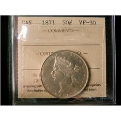 1871 50¢ ICCS VF30