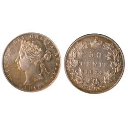 1892 50¢  Obv 4 AU50.  Well struck example probably lightly cleaned in the past with a light shade o