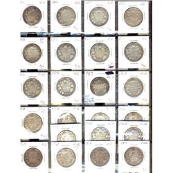 1911(6), 1912(3), 1913(4), 1916(3), 1917, 1918, 1919(3), 1920 & 1929 50¢.  Lot of 23 pcs Abt VG to V