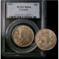 1917 50¢ PCGS MS64.  Full lustre with tints of green.