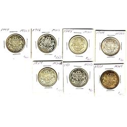 1944, 1945, 1946, 1949, 1950, 1951 & 1954 50¢.  Lot of 7 coins all MS60+++.