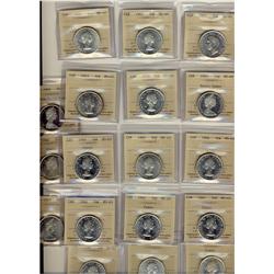 1951, 1962, 1964 & 1965 HC 50¢ MS60 and 1956 Cameo, 1963, & 1964 MS62 and 1960(2), 1961 Cameo(2), 19