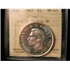 Image 1 : 1947 $1 Ptd 7 Dbl HP ICCS MS63. Brilliant and lustrous.