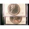 Image 1 : 1974 Dbl Yoke #2 & 1977 rotated Dies $ MS64.  Lot of 2 Nickel coins both ICCS graded.