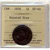 Image 1 : 1858 1¢ Rotated Dies ICCS EF40.  5% rotation.