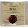 Image 1 : 1954 1¢ SF ICCS MS65RD.  95% red with full lustre.