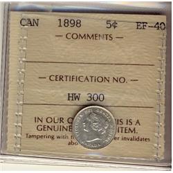 1898 5¢ ICCS EF40.  White with lustre.
