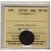 Image 1 : 1871H 10¢ ICCS VF20.  Intense brown toning .