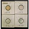 Image 1 : 1882H, 1898, 1899 & 1907 10¢.  Lot of 4 coins VF to VF++.