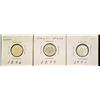 Image 1 : 1896, 1899 & 1901 10¢.  Lot of 3 untoned coins all EF. 1899 is a SM9.
