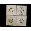 Image 1 : 1918, 1920, 1930 & 1931 10¢.  Lot of 4 coins all EF-40 white with lustre.