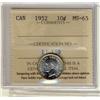 Image 1 : 1952 10¢ ICCS MS65.  Blast white.