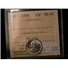 Image 1 : 1956 10¢ ICCS MS65.  White in colour.