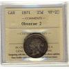 Image 1 : 1871 25¢ Obv 2 ICCS VF20.