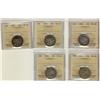 Image 1 : 1888, 1903, 1905, 1921 & 1934 25¢ ICCS VG10.   Lot of 5 coins.