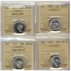 Image 1 : 1938, 1947 ML, 1950 & 1951 HR 25¢.  Lot of 4 mintstate ICCS coins all but the 1938 grade MS62.  1938