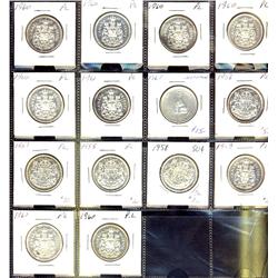 1956, 1957, 1958(2), 1959, 1960(7), 1961 & 1967 50¢.  Lot of 14 pcs PL or better.