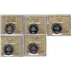 Image 1 : 1959 Cam, 1960 Cam, 1961 HC, 1963 & 1964 Cameo ICCS PL65 50¢.  Lot of 5 coins all ICCS graded.