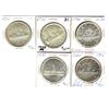 Image 1 : 1935(3), 1939 & 1950 Arn $1.  Lot of 5 coins.  EF.