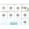 Image 1 : 1912, 1917c, 1938, 1941c, 1942c, 1943c, 1944c, 1945c & 1947c Nfld 5¢.  Lot of 9 coins VF to AU.