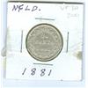 Image 1 : 1881 Nfld 20¢.  VF30.