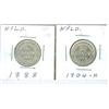 Image 1 : 1888 & 1904H Nfld 20¢.  Lot of 2 coins both VF.
