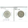 Image 1 : 1899 Lg 9 & 1900 Nfld 20¢.  Lot of 2 coins both VF/EF