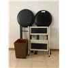 Image 1 : One Step With Two Folding Bar Type Stool and Vintage Garbage Can