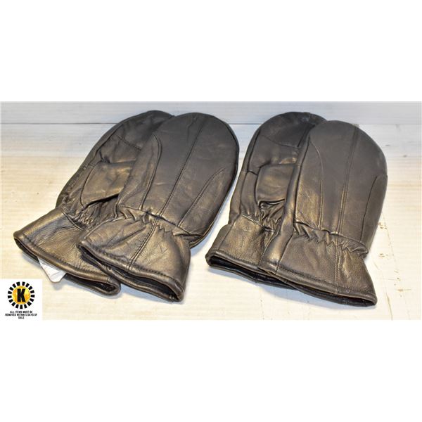 2 PACKS LADIES LEATHER MITTS SIZE SMALL