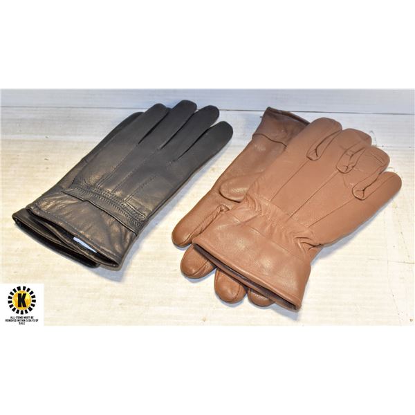 2 PACK LADIES LEATHER GLOVES SIZE SMALL