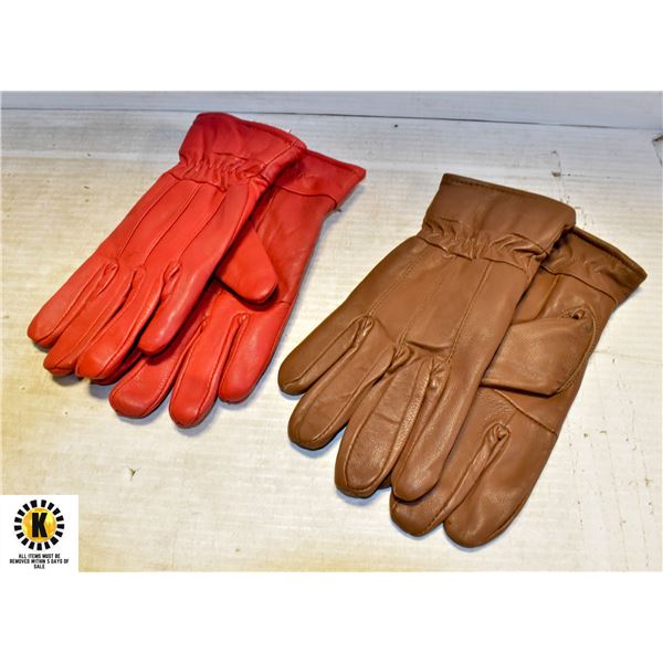 2 PACK LADIES LEATHER GLOVES SIZE SMALL