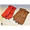 Image 1 : 2 PACK LADIES LEATHER GLOVES SIZE SMALL