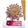 Image 1 : 8)  GOLD TONE WITH PINK CRYSTAL BETSEY JOHNSON