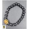 Image 1 : #100- NATURAL BLACK FROSTED CROWN TIGER EYE BRACEL