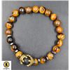 Image 1 : #94-NATURAL TIGER EYE 8MM CROWN FROSTED BRACELET