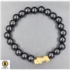 Image 1 : #159-NATURAL BLACK OBSIDIAN DRAGON BRACELET 8MM