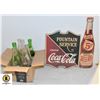 Image 1 : FLAT OF VINTAGE POP BOTTLES WITH WALL HANGING