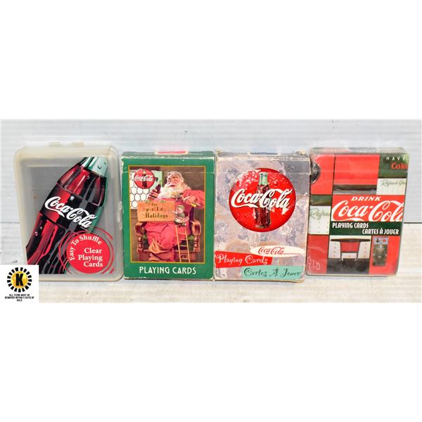 4 PACKS OF VINTAGE COCA-COLA PLAYING CARDS