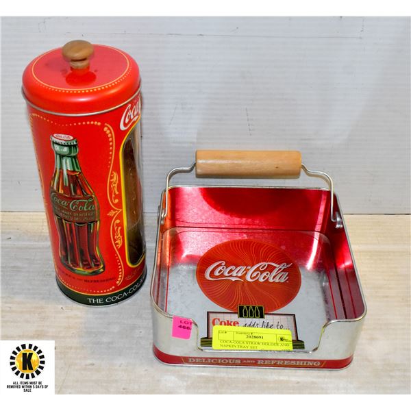 COCA-COLA STRAW HOLDER AND NAPKIN TRAY SET