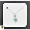 Image 1 : #03-NATURAL EMERALD 5X7 & CZ PENDANT  NECKLACE
