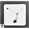 Image 1 : #16-NATURAL  RED GARNET PENDANT6X8 , NECKLACE 16"