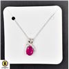 Image 1 : #10-NATURAL RED RUBY 6.1 X 8.2 , CZ PENDANT NECKLA