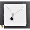 Image 1 : #37-NATURAL SAPPHIRE 6.2 & CZ  PENDANT NECKLACE 16